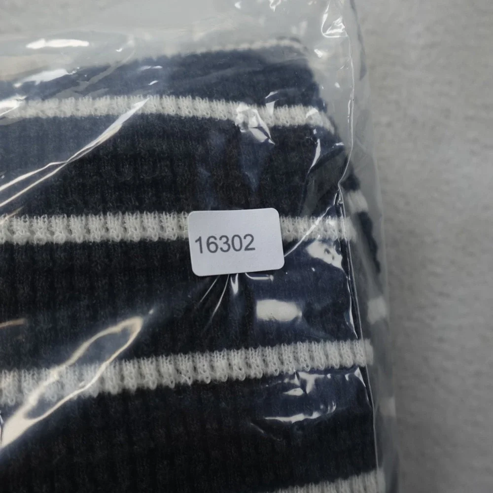 Polo Ralph Lauren Hoodie Mens Medium Black White Stripe Waffle Knit Henley